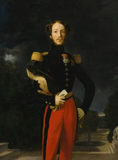 Portrait Of Prince Ferdinand Philippe Duc Dorleans Before The Chateau De Saint Clouds Garden