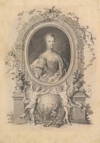 Portrait Of Queen Marie Antoinette In An Ornamental Frame