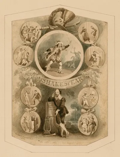 Portrait Of Shakespeare Surrounded By Characters From His Plays