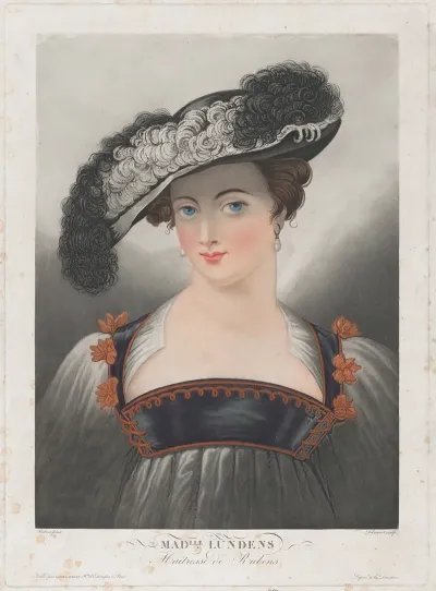 Portrait Of Susanna Lunden Wearing Wide Brimmed Hat With Feathers