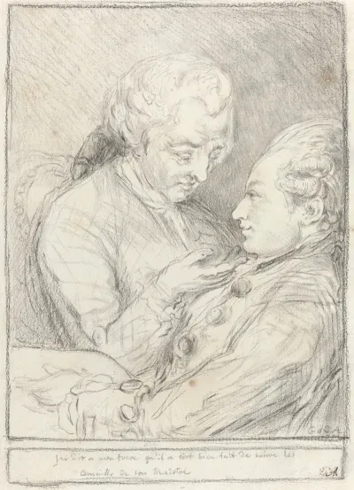 Portrait Of The Artist With His Younger Brother Augustin Saint Aubin
