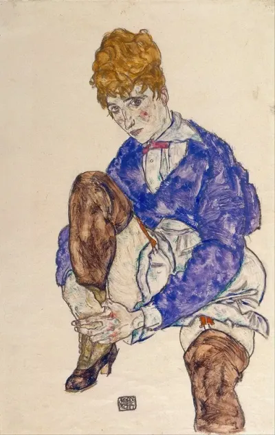 Portrait Of The Artists Wife Seated Holding Her Right Leg