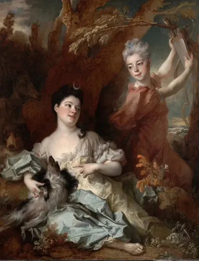Portrait Of The Comtesse De Montsoreau And Her Sister As Diana And An Attendant