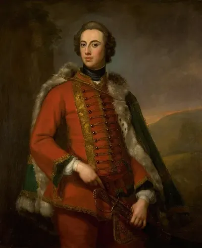 Portrait Of Walter Smythe Three Quarter Length Wearing Uniform With A Fur Lined Green Cloak