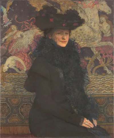 Portrait Of Wife With Pegasus In The Background