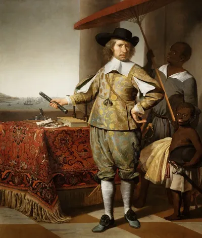Portrait Of Wollebrand Geleynsz De Jongh 1594 1674 With A Servant And A Child