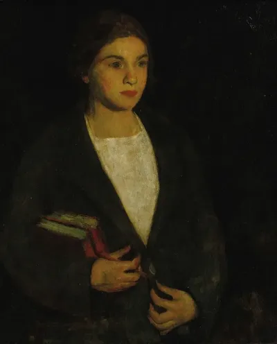 Portrait Of Young Girl With Books