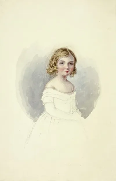 Portrait Of Young Girl With Shoulderless Gown
