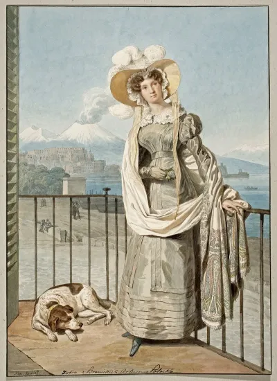 Portrait Of Zofia Nee Branicki Wife Of Artur Potocki Against The Background Of Naples And Vesuviusn