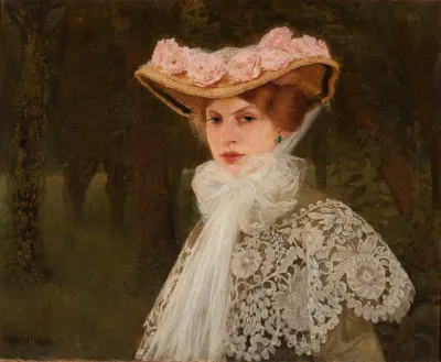 Portrait Of Zofia Okun Nee Tolkemit The Artists Wife