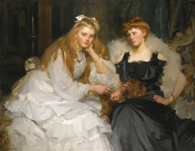 Portraits Of Lorna And Dorothy Bell Daughters Of W Heward Bell Esq