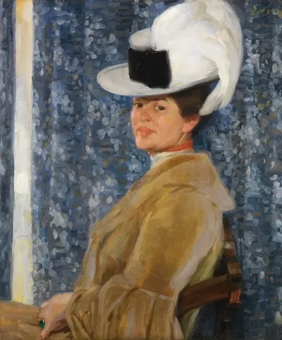 Portrat Der Anna Erler Mit Federhut