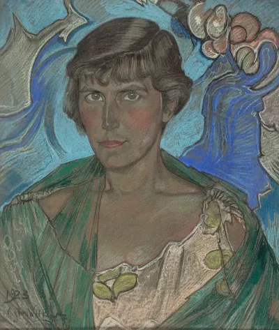 Portret Kobiety W Zielonym Szalu