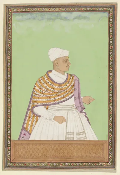 Portret Van Akanna Pandit Opperschrijver Van De Koning Shahnawis I Kull In Het Domein Van Sultan Abul Hasan