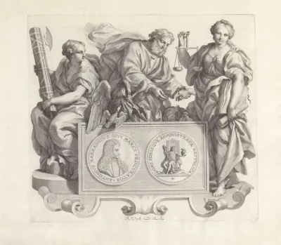 Portret Van Antonio Barbarigo En De Personificaties Rechtvaardigheid Naastenliefde En Bestuur