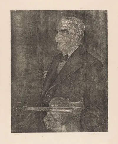 Portret Van De Vader Van De Kunstenaar Met Viool
