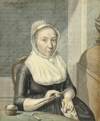 Portret Van Een Dame Met Breiwerk
