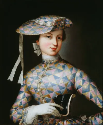 Portret Van Een Dame Met Harlekijn