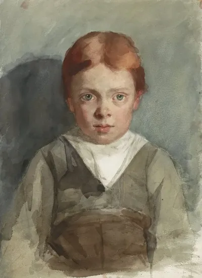 Portret Van Een Jongetje Met Rood Haar Van Voren