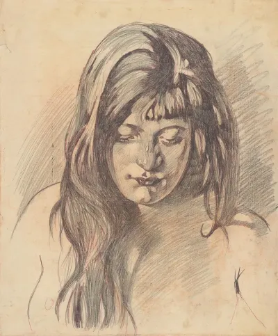 Portret Van Een Meisje Met Neergeslagen Blik