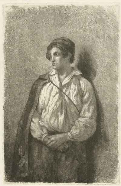 Portret Van Een Onbekende Jonge Man Met Muts En Cape