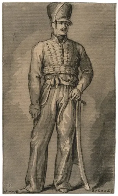 Portret Van Een Staande Huzaar