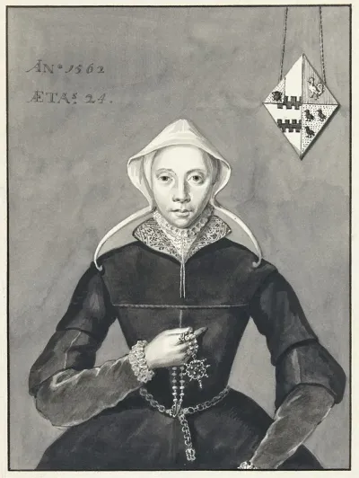 Portret Van Een Vrouw Met Het Wapen Van Slingelandt Brouwer