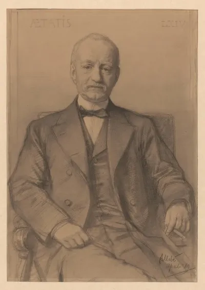 Portret Van Een Zittende Heer Met Sigaar Op 64 Jarige Leeftijd