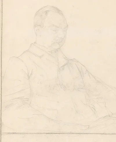 Portret Van Een Zittende Lezende Heer