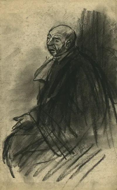 Portret Van Een Zittende Man In Toga Profiel
