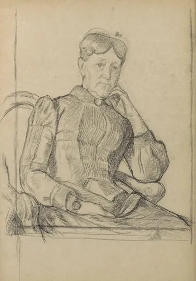 Portret Van Een Zittende Vrouw De Kin Rustend Op De Linkerhand