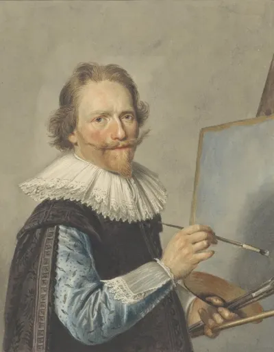 Portret Van Frederik Hendricksz Vroom Voor Zijn Schildersezel