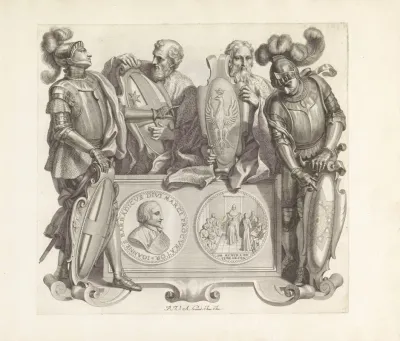 Portret Van Giovanni Barbarigo Met Vier Mannen Met Wapenschilden