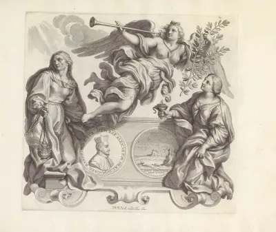 Portret Van Gregorio Barbarigo En De Personificaties Van Gebed Goed Gerucht En Religie Ijver