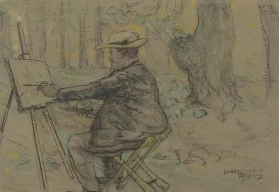 Portret Van Henricus Schilderend In De Loolaan Te Den Haag