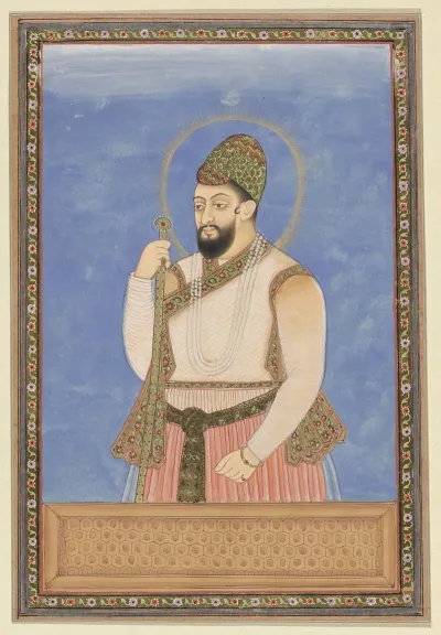 Portret Van Ibrahim Adil Shah Die De Eerste Heerser Van Bijapur Is Geweest