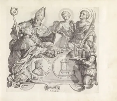 Portret Van Jacopo Barbarigo Met Een Knielende Vrouw Als Personificatie Van Venetie