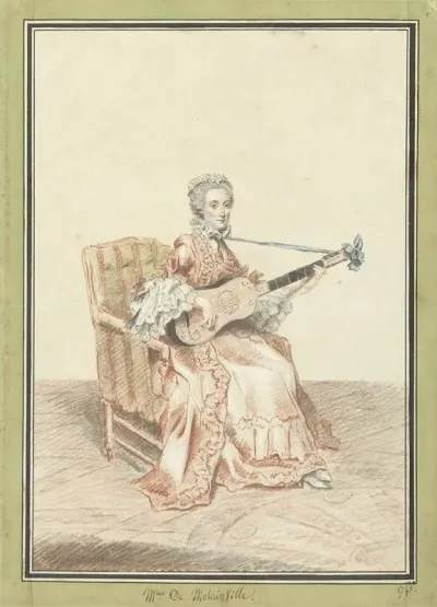 Portret Van Madame De Montainville Gitaar Spelend