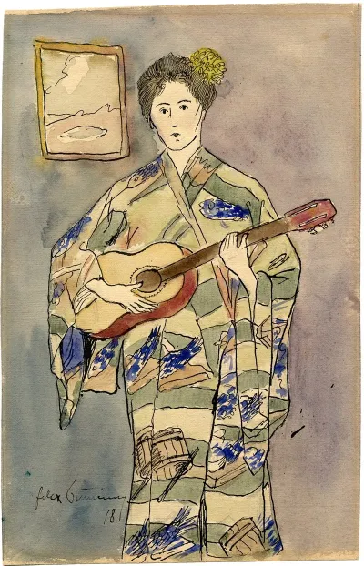 Portret Van Mevr Cox In Een Kimono