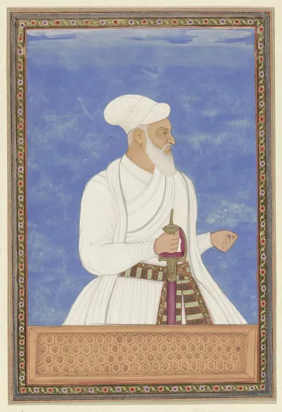 Portret Van Muhammad Amin Die Vestingcommandant Qaladar Van Golconda