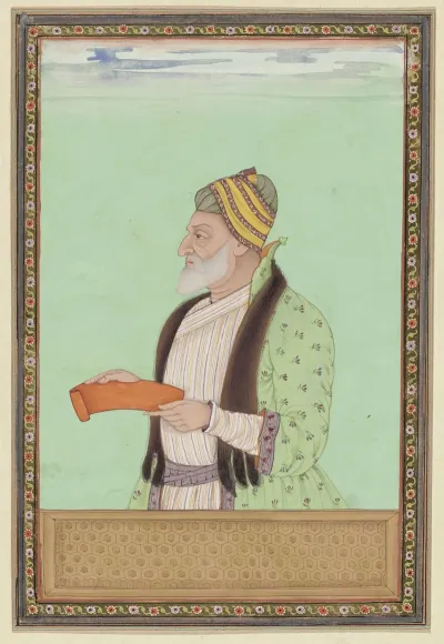 Portret Van Sayyid Muzaffar Ten Tijde Van Sultan Abul Hasan Heeft Hij Als Opperbevelhebber Peshwa Gediend
