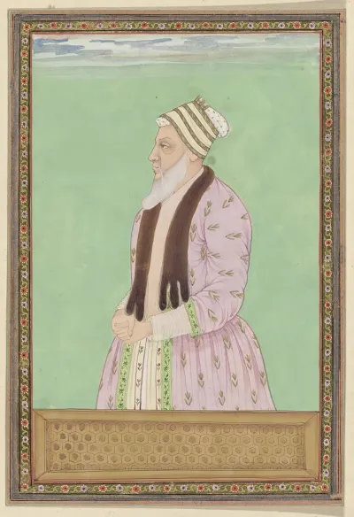 Portret Van Sharza Khan Die In De Tijd Van Sultan Abdullah Als Vizier Heeft Gediend En Ook Vizier Is In De Tijd Van Abul Hasan