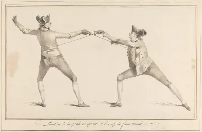 Position De La Garde En Quarte Et Le Coup De Flanconnade