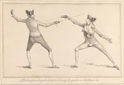 Position Pour La Garde De Tierce Et Le Coup De Quarte Sur Les Armes