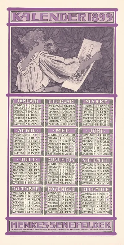 Poster Met Een Kalender Voor 1899