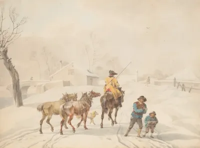 Postilion On Horse In A Winter Landscape