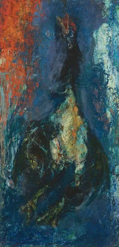 Poulet Sur Fond Bleu