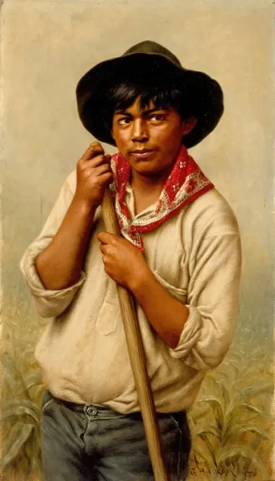 Powley Young Man Hoeing Corn