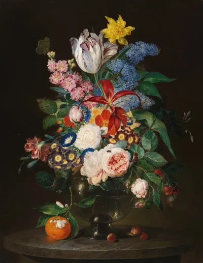 Prachtiges Blumenstillleben Mit Insekten