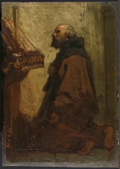 Praying Monk Monk At His Devotions